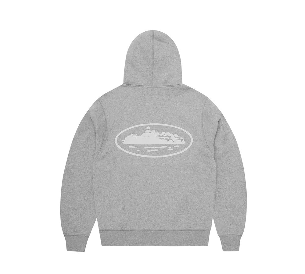 Corteiz Island Puff Print Zip Hoodie - Heather Grey